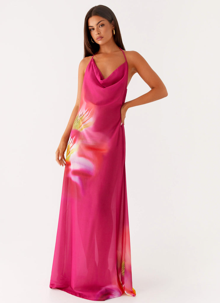 fantasy maxi dress Elegant V-neck Fantasy Painted Floral Print Party Maxi Dress