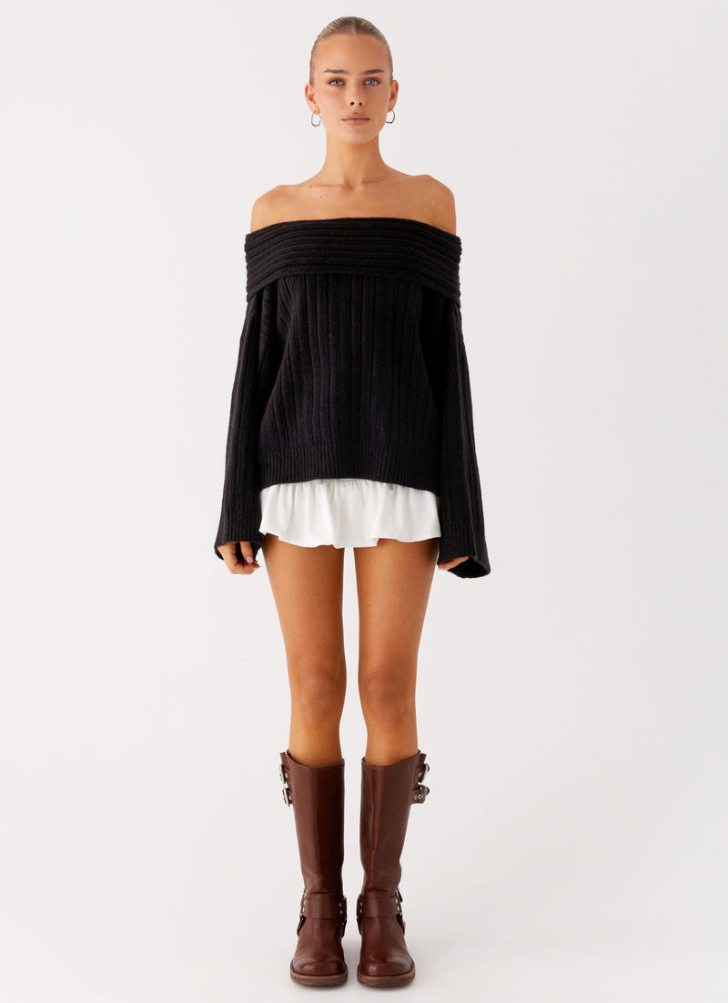 Federica Off Shoulder Knit - Black