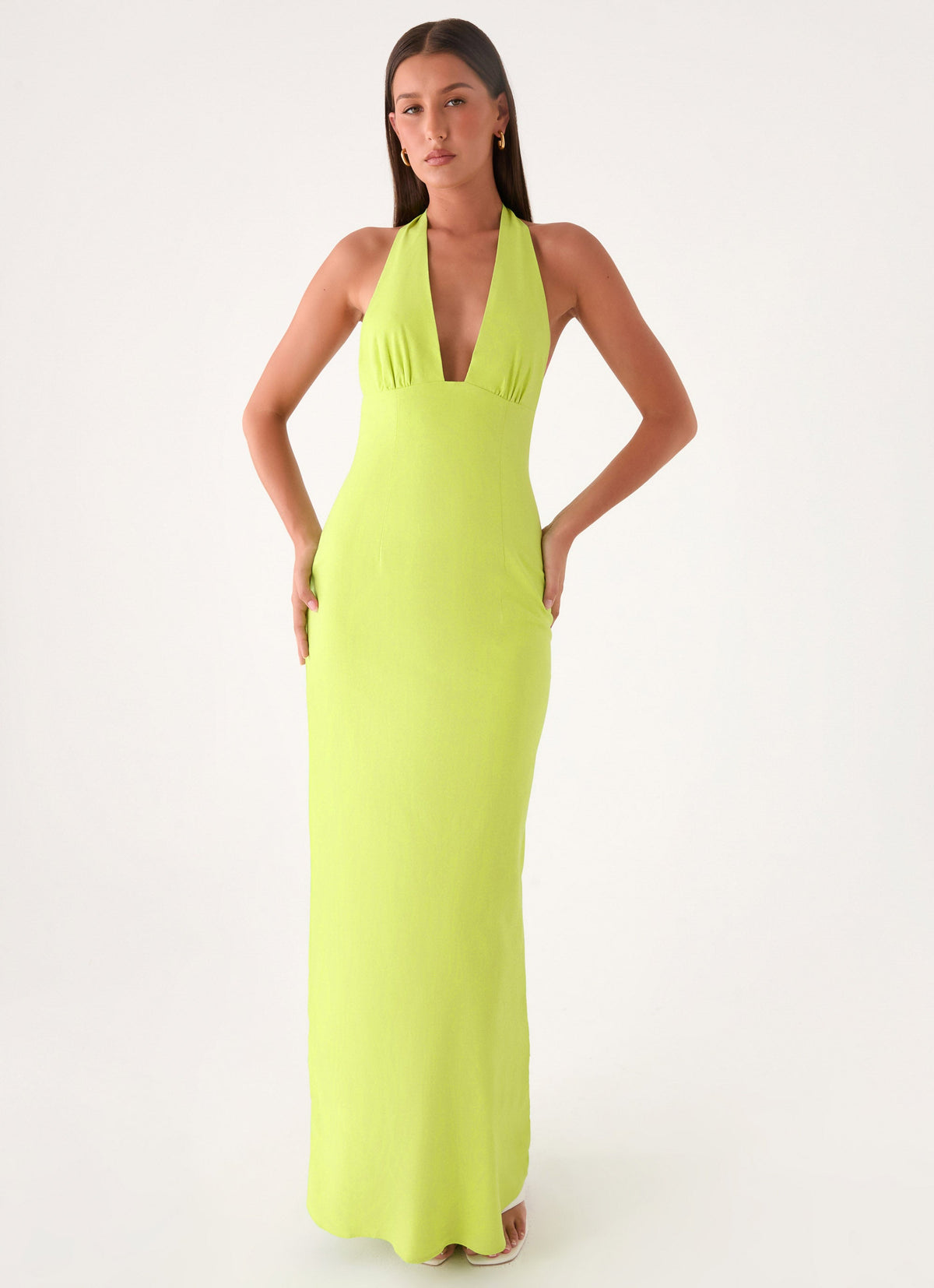 apple green dress Scooped Neckline Long Shantung Trumpet Dress, size X-small summer soires Rush Dress | Feyric Maxi