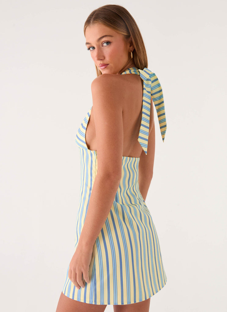 stripe viscose-linen mini dress VRG GRL Chloe linen mini dress in stripe