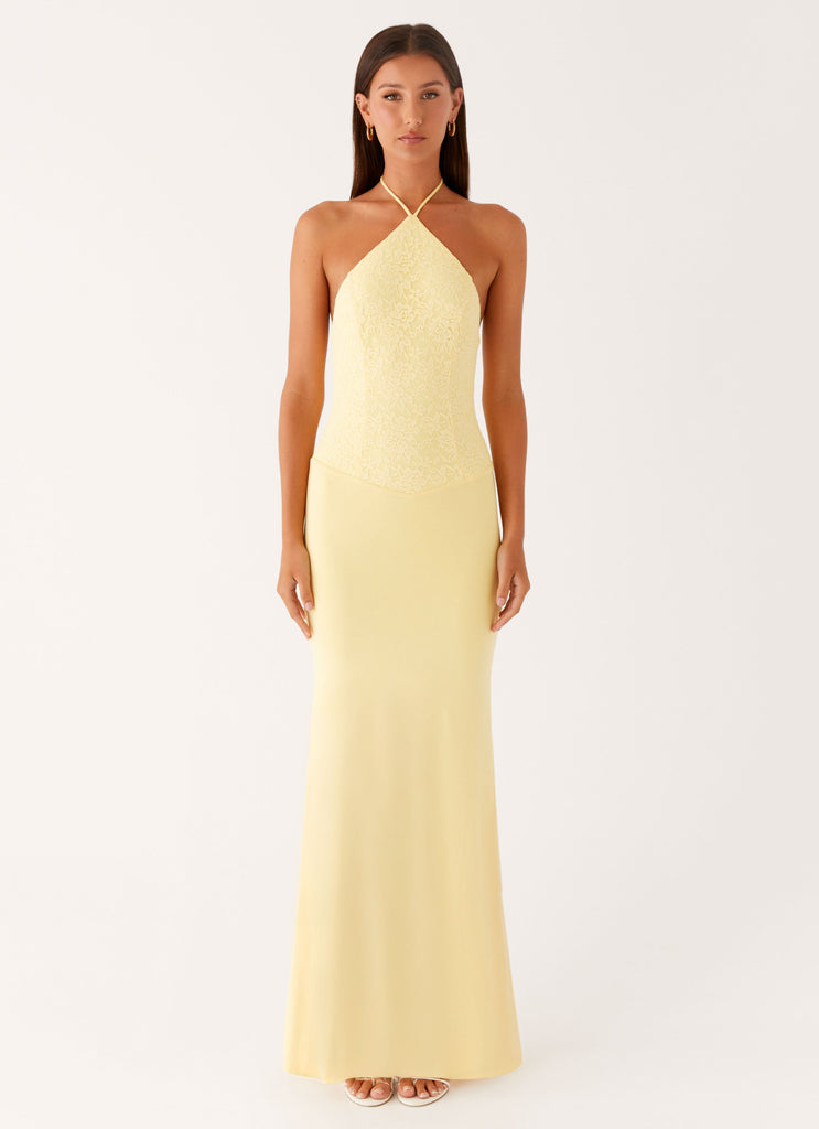 Fiesta Halter Maxi Dress - Sunny Yellow Peppermayo US Fiesta Halter Maxi Dress - Sunny Yellow Peppermayo US
