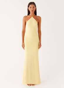 Fiesta Halter Maxi Dress - Sunny Yellow Sunny Yellow / US 16 Fiesta Halter Maxi Dress - Sunny Yellow Sunny Yellow / US 16