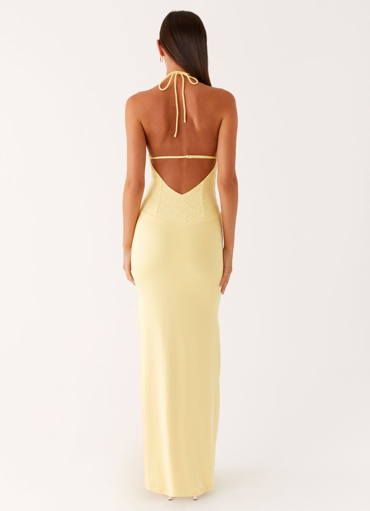 Fiesta Halter Maxi Dress - Sunny Yellow Peppermayo US Fiesta Halter Maxi Dress - Sunny Yellow Peppermayo US