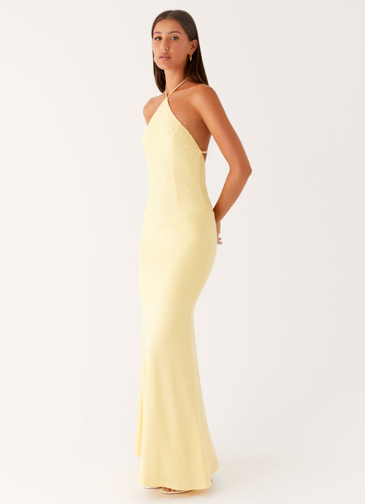 Fiesta Halter Maxi Dress - Sunny Yellow Peppermayo US Fiesta Halter Maxi Dress - Sunny Yellow Peppermayo US