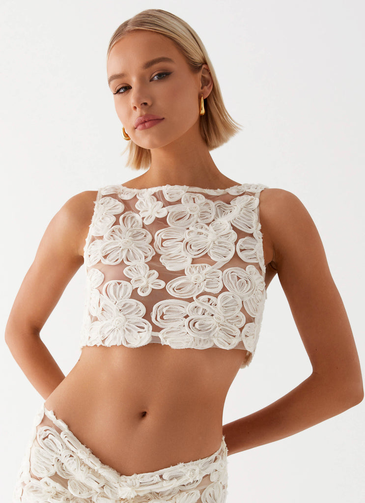 Womens Fiorella Floret Top in the colour Ivory in front of a light grey background