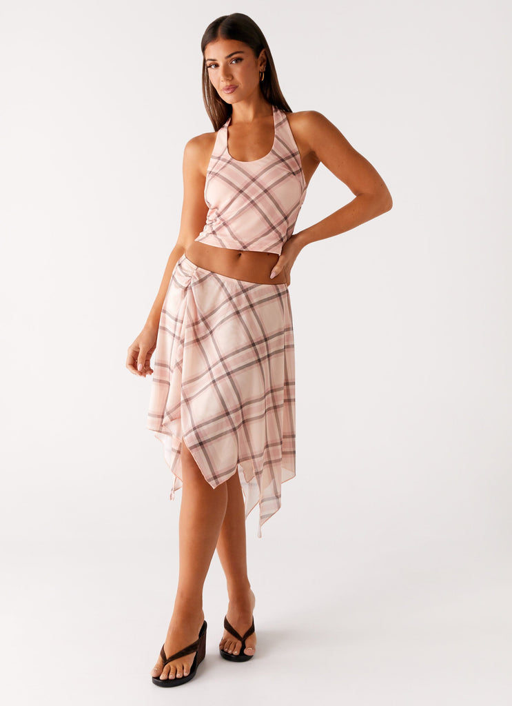 Check Top Pink Mini Fit Check Halter Top - Pink Check – Peppermayo US