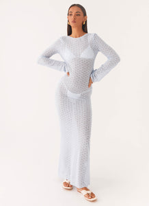 Flirty Knitted Maxi Dress - Blue