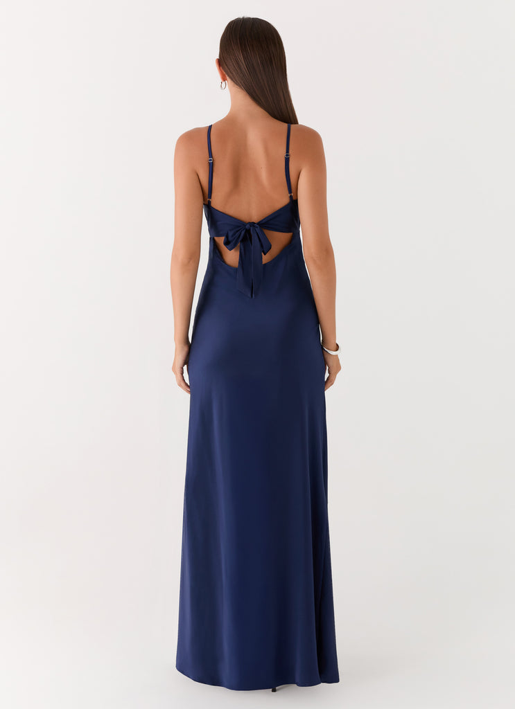 Flora Satin Maxi Dress - Navy Navy / US 6 Flora Satin Maxi Dress - Navy Navy / US 6