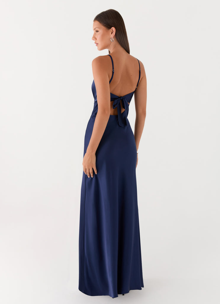 Flora Satin Maxi Dress - Navy Navy / US 6 Flora Satin Maxi Dress - Navy Navy / US 6