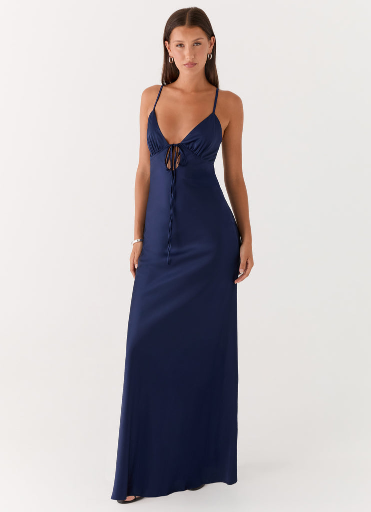 Flora Satin Maxi Dress - Navy Navy / US 6 Flora Satin Maxi Dress - Navy Navy / US 6