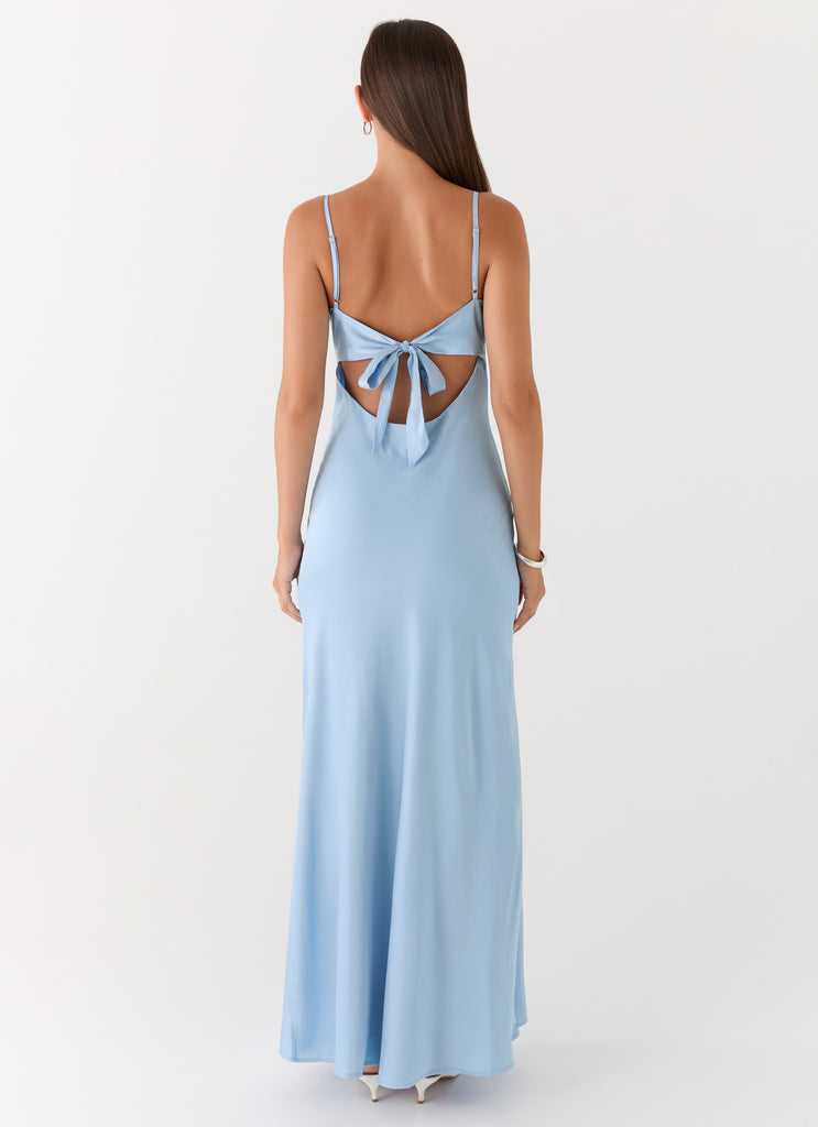 Flora Satin Maxi Dress - Ice Blue Ice Blue / US 10 Flora Satin Maxi Dress - Ice Blue Ice Blue / US 10