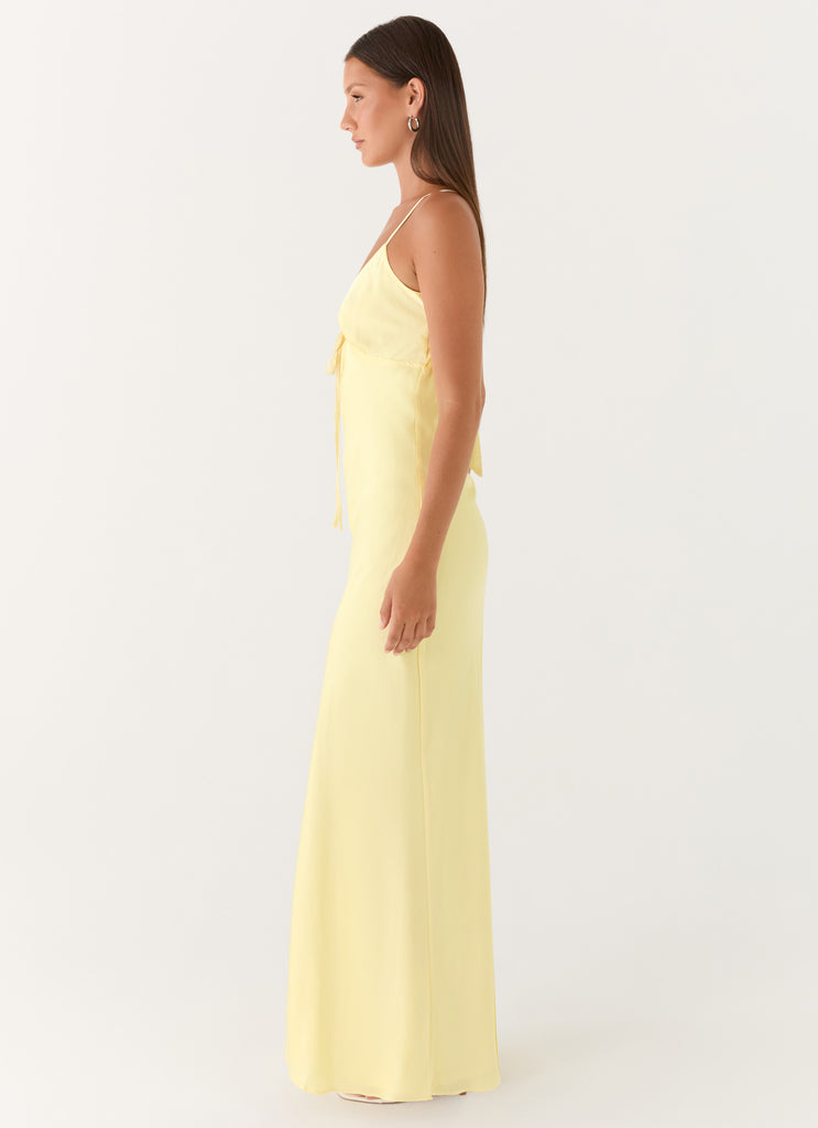 Flora Satin Maxi Dress - Lemon Lemon / US 18 Flora Satin Maxi Dress - Lemon Lemon / US 18