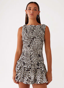 Garden Kisses Shirred Mini Dress - Leopard