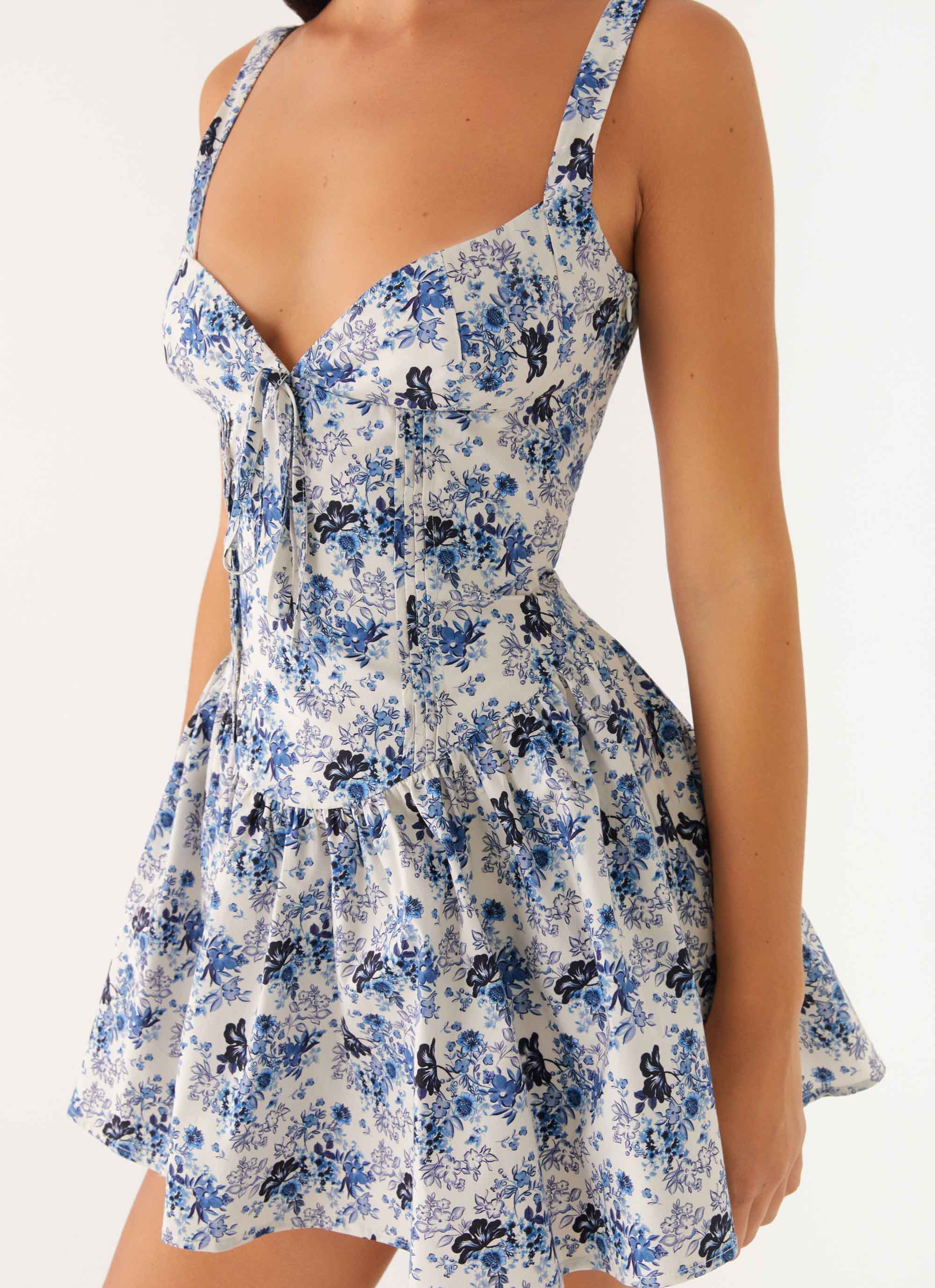 Nash Bust Mini Dress - Serene Sky Floral Nash Bust Mini Dress - Serene Sky Floral