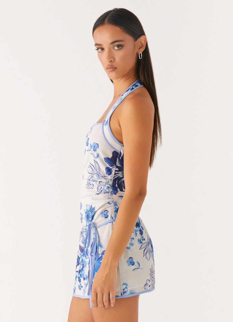 Garden Party Mini Dress - Serene Sky Floral Peppermayo US Garden Party Mini Dress - Serene Sky Floral Peppermayo US