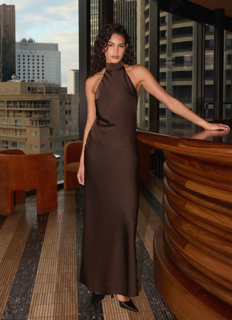 Gelita Halter Maxi Dress - Chocolate