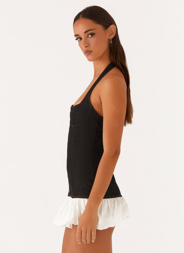 Georgina Denim Mini Dress - Black Peppermayo US Georgina Denim Mini Dress - Black Peppermayo US