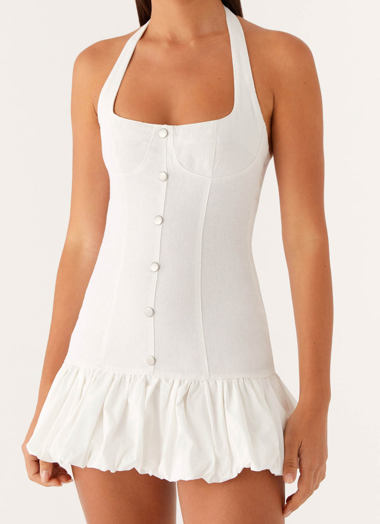 Georgina Denim Mini Dress - White Peppermayo US Georgina Denim Mini Dress - White Peppermayo US