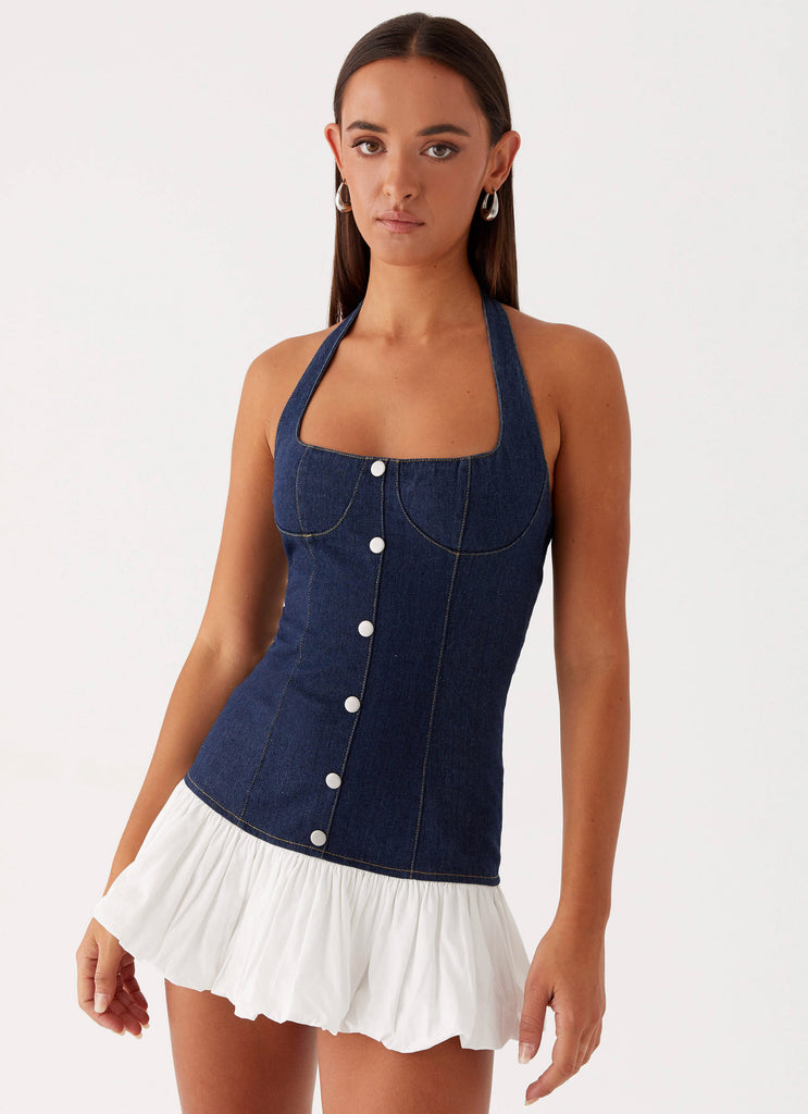Georgina Denim Mini Dress - Blue Georgina Denim Mini Dress - Blue