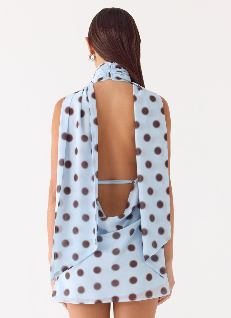 Get Me Halter Mini Dress - Blue Mocha Dot Blue Mocha Dot / US 0 Get Me Halter Mini Dress - Blue Mocha Dot Blue Mocha Dot / US 0