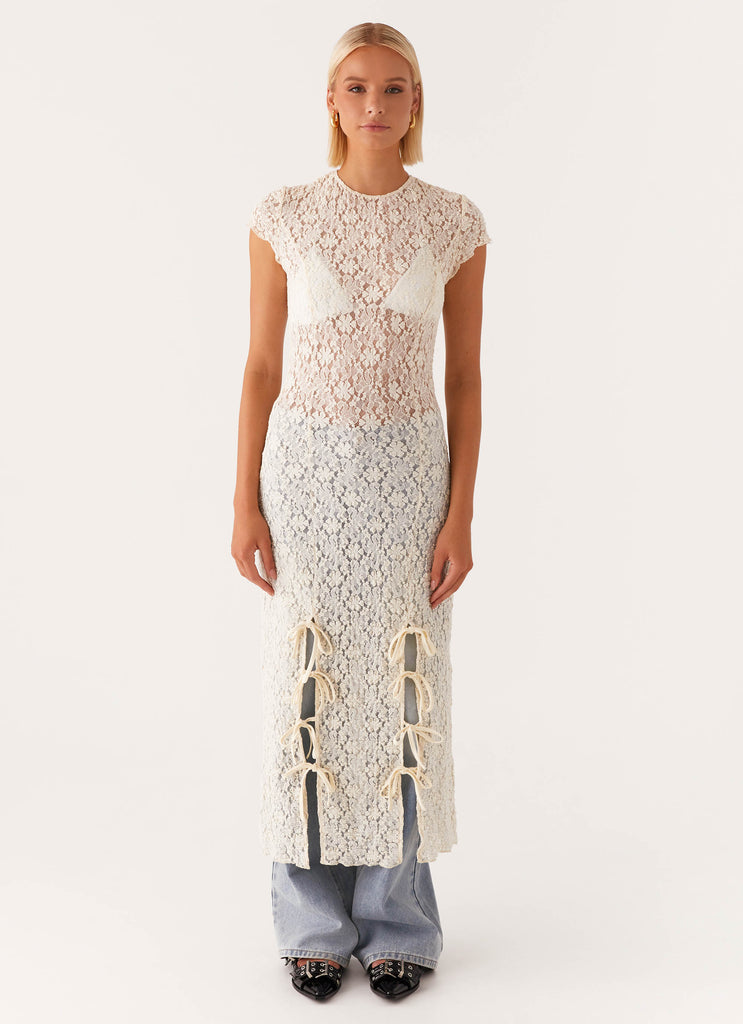 Gisele Lace Midi Dress - Ivory Peppermayo US Gisele Lace Midi Dress - Ivory Peppermayo US