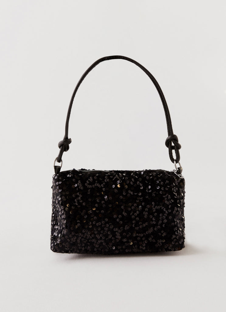 Womens Good For You Shoulder Bag in the colour Black in front of a light grey background
