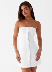 Womens Good Lies Mini Dress in the colour White in front of a light grey background