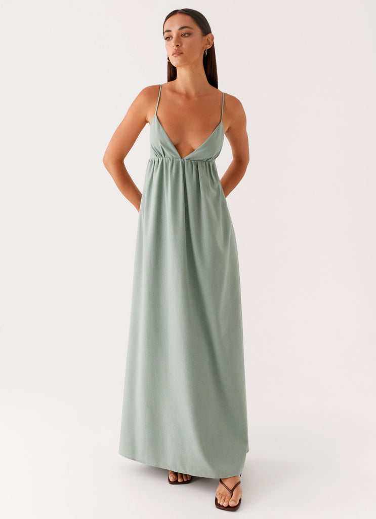 Greer Maxi Dress Sage 4 Peppermayo