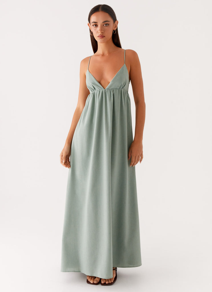 Greer Maxi Dress Sage 5 Peppermayo
