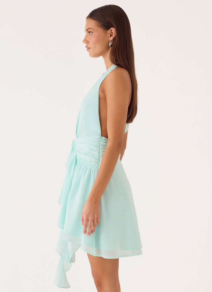 aqua halter mini dress Jazmin Halter Mini Dress - Aqua