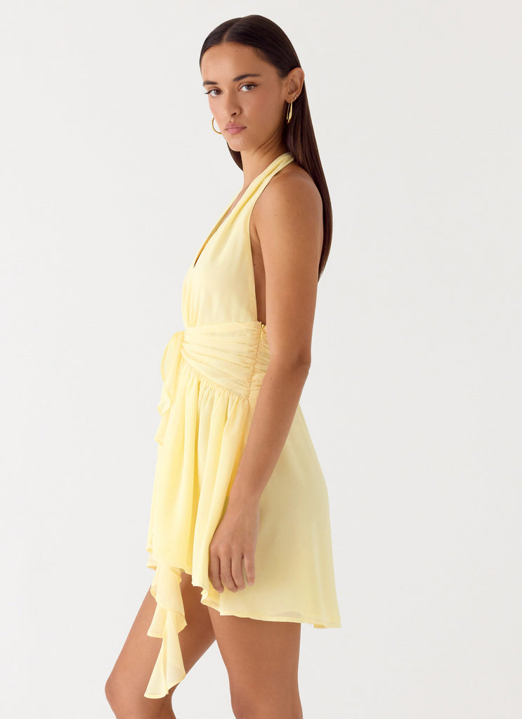 yellow halter neck dress mini Kaiko Halter Mini Dress Yellow