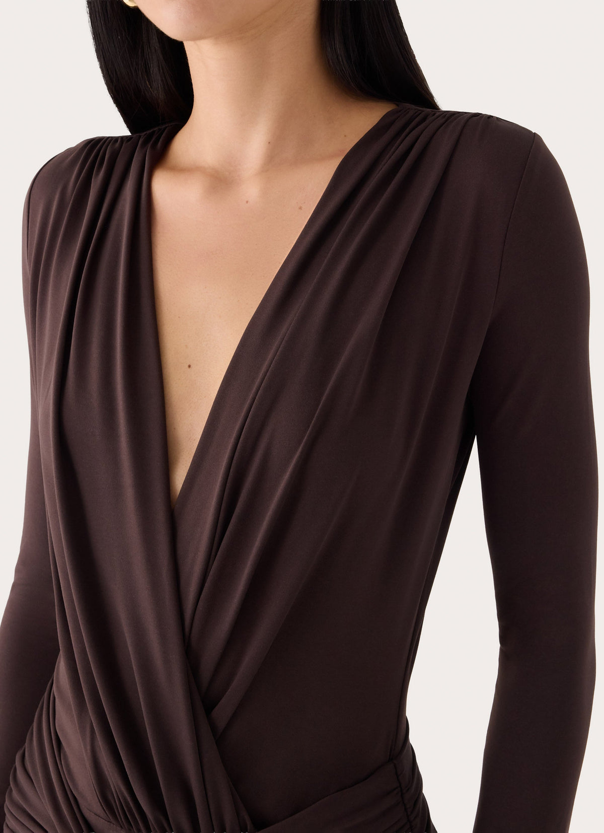 Gustin Long Sleeve Sash Maxi Dress - Chocolate