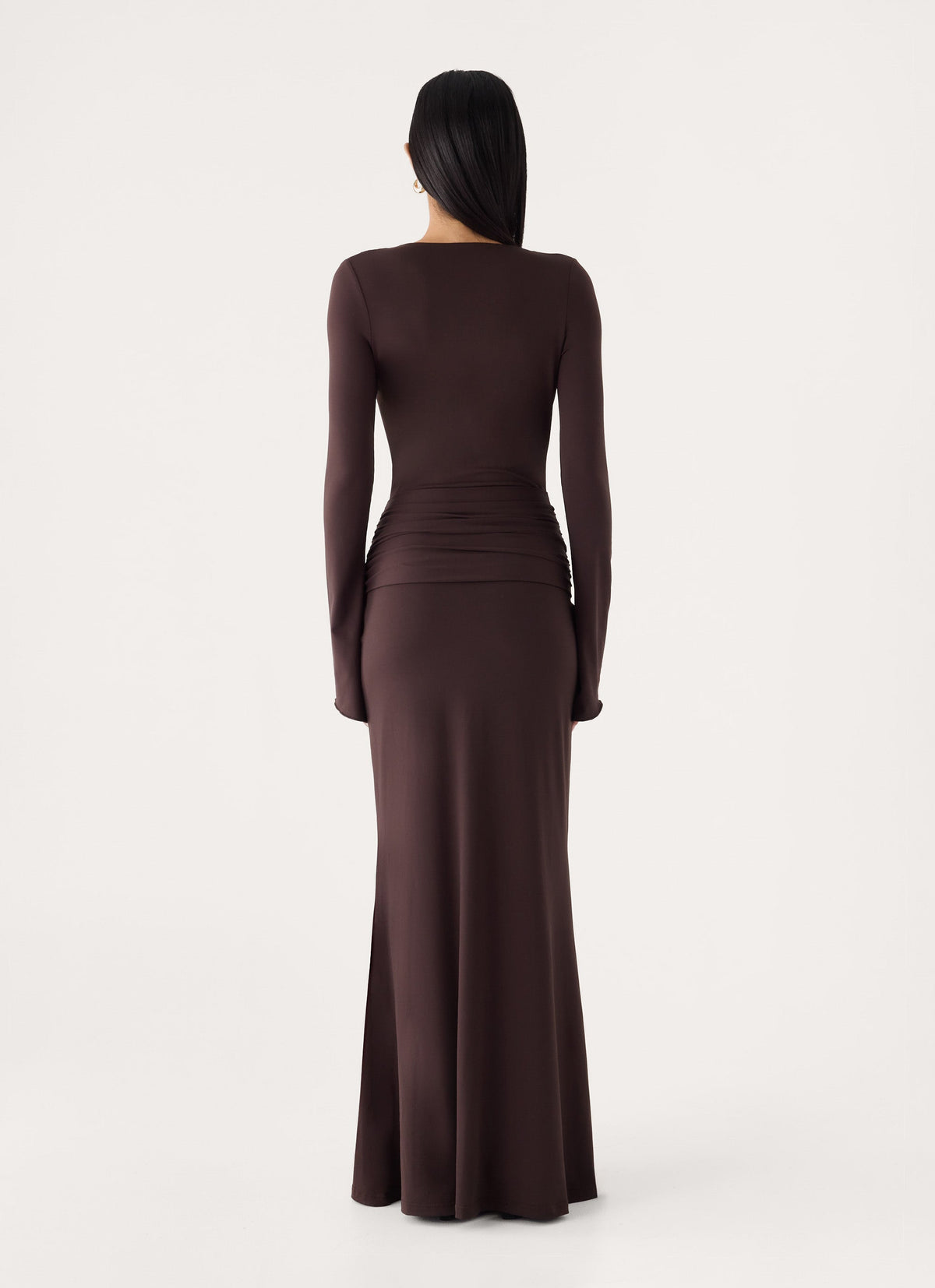 Gustin Long Sleeve Sash Maxi Dress - Chocolate