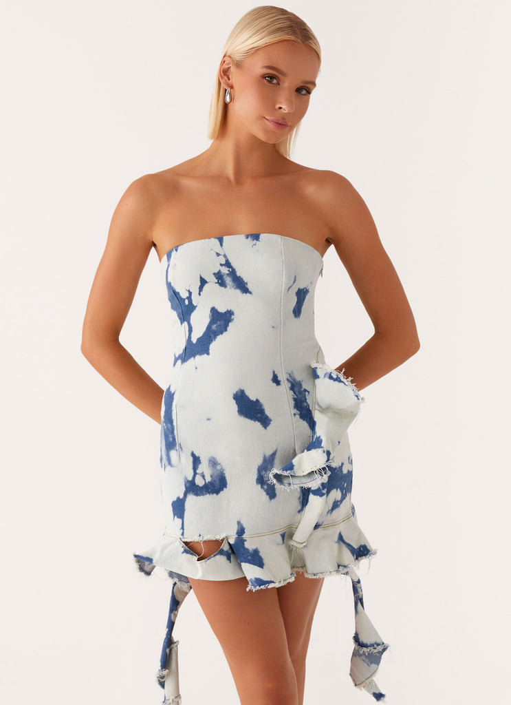 Hard To Handle Mini Dress - Acid Denim Wash