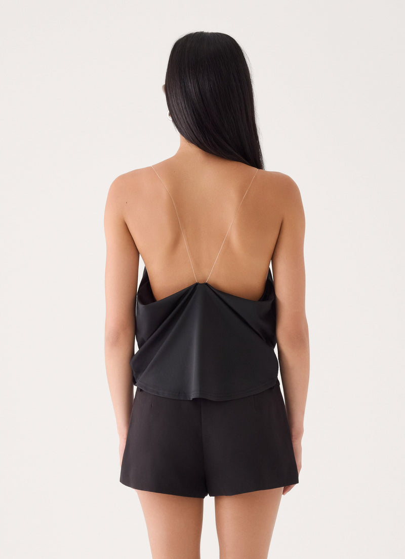 Harlow Invisible Strap Top - Black