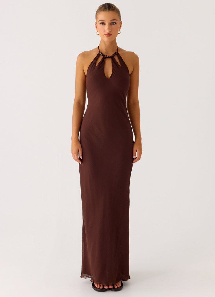 Harlyn Halter Maxi Dress - Chocolate Peppermayo US Harlyn Halter Maxi Dress - Chocolate Peppermayo US