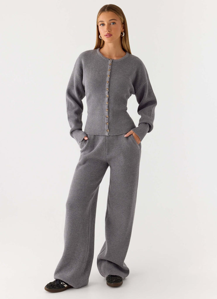 Lowman Light Grey High Waist Knit Pants main image 1