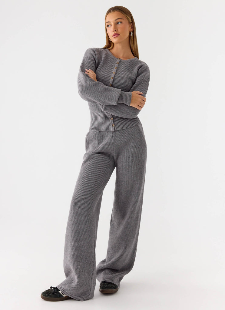 Harrison Low Rise Knit Pants - Marle Grey – Peppermayo US