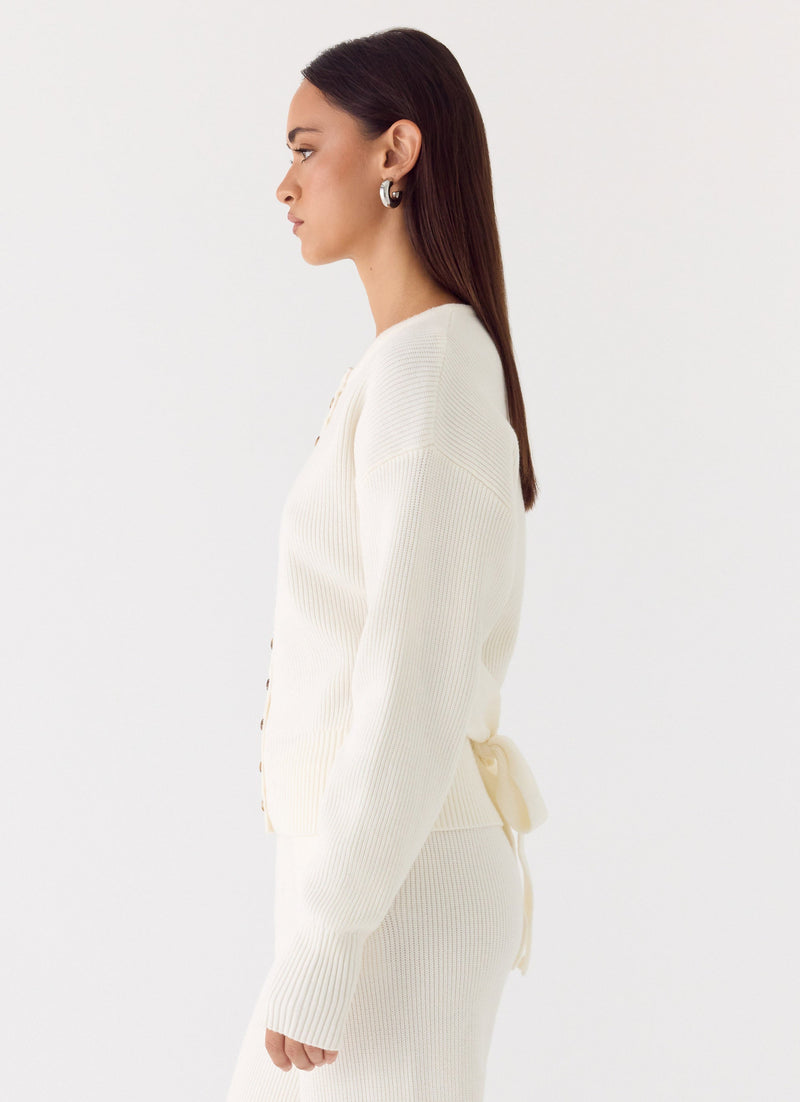 Harrison Cinched Knit Cardigan - Ivory