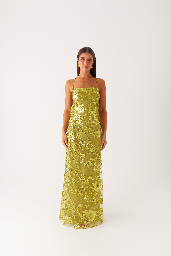 Havana Sequin Maxi Dress - Lime Havana Sequin Maxi Dress - Lime