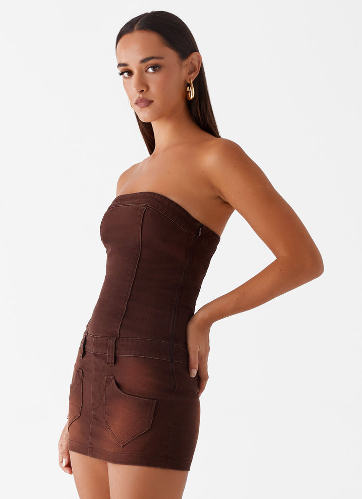 Heading South Mini Dress - Brown