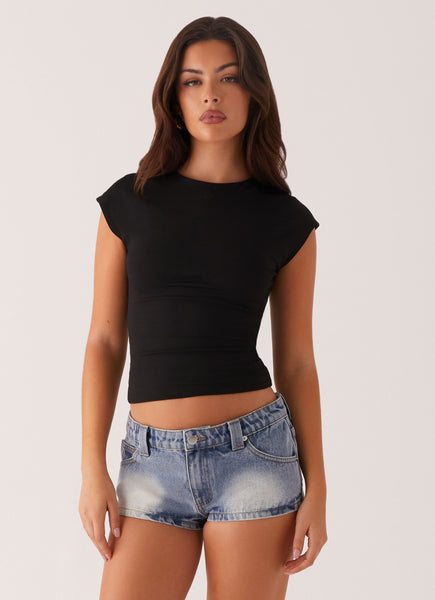 Headland Low Rise Denim Shorts - Light Wash Blue – Peppermayo US