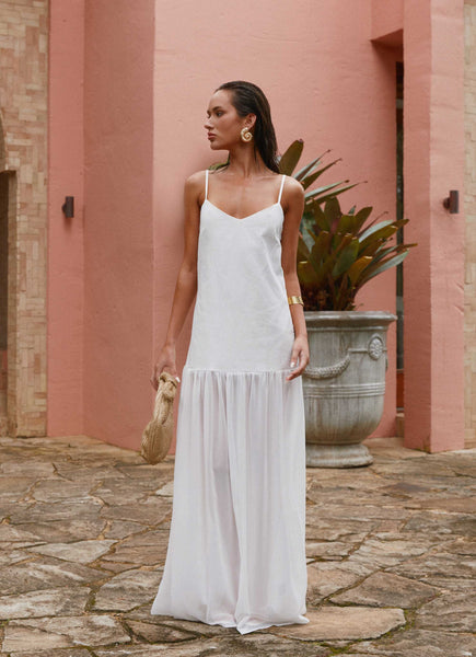 Heavenly Linen Maxi Dress - White – Peppermayo US