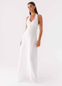 Heavy Hearted Linen Maxi Dress - White White / US 18 Heavy Hearted Linen Maxi Dress - White White / US 18