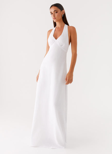 fitted lace wedding dress Heavy Hearted Linen Maxi Dress