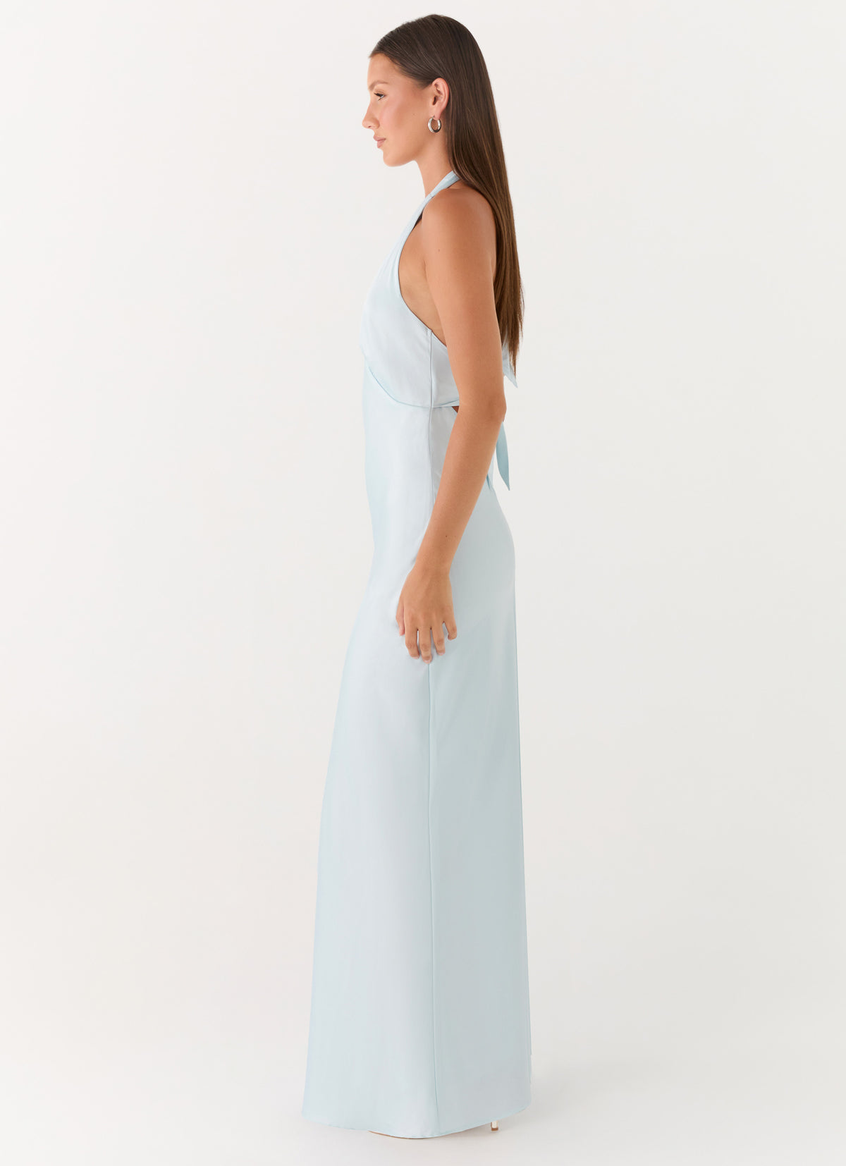 ice blue bridesmaid dress Halter Chiffon Long Order fabric swatches today or add it to your cart to complete your bridal party look Gown Ice Blue David's Bridal