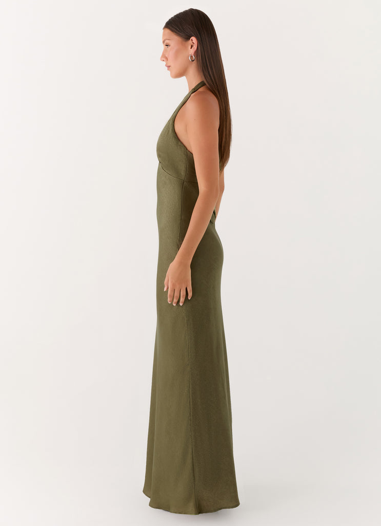 Heavy Hearted Satin Maxi Dress - Khaki Khaki / US 10 Heavy Hearted Satin Maxi Dress - Khaki Khaki / US 10