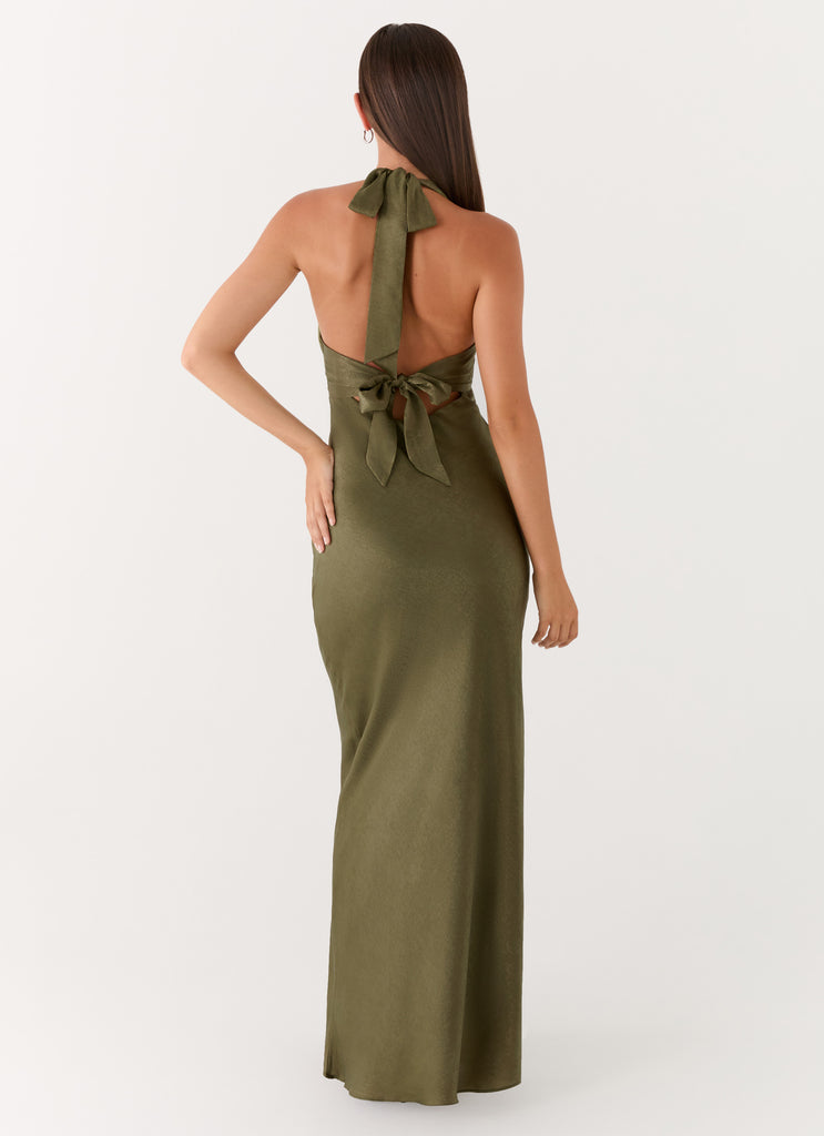 Heavy Hearted Satin Maxi Dress - Khaki Khaki / US 10 Heavy Hearted Satin Maxi Dress - Khaki Khaki / US 10