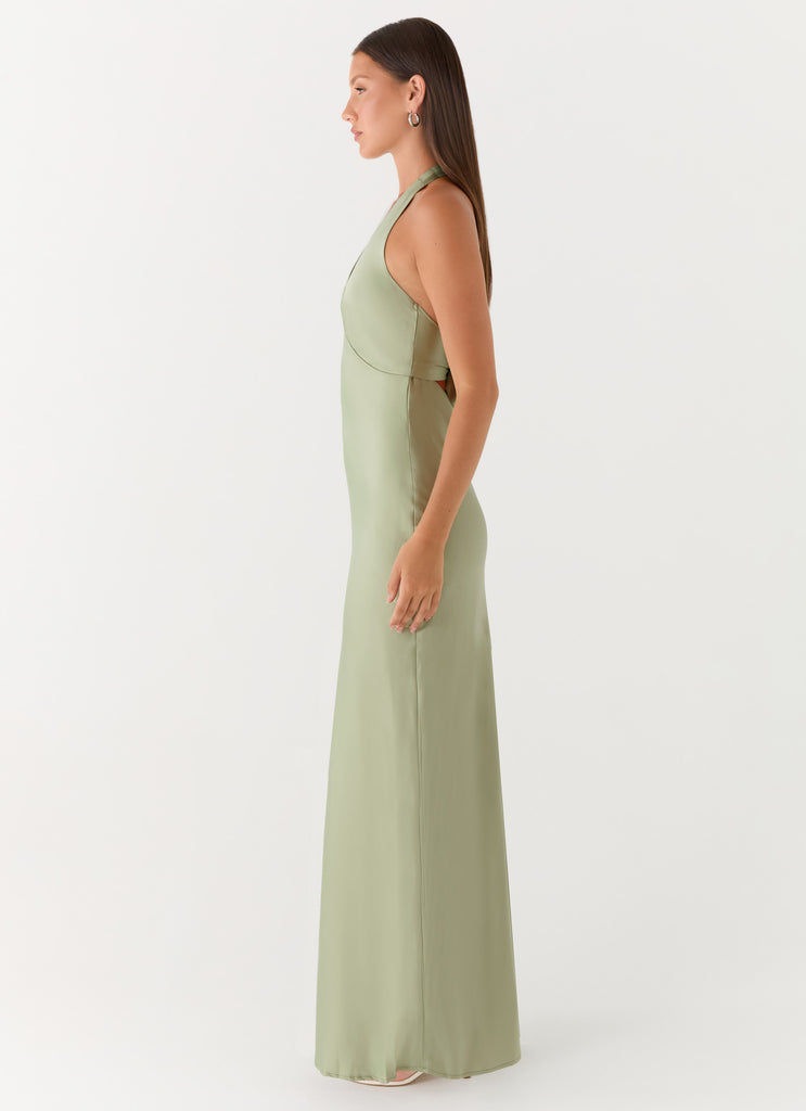 Heavy Hearted Satin Maxi Dress - Sage Sage / US 8 Heavy Hearted Satin Maxi Dress - Sage Sage / US 8