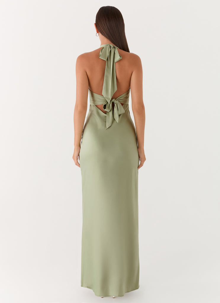 Heavy Hearted Satin Maxi Dress - Sage Peppermayo US Heavy Hearted Satin Maxi Dress - Sage Peppermayo US